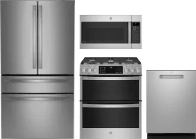 4 Piece Package Includes Refrigerator, Range, Microwave And Dishwasher